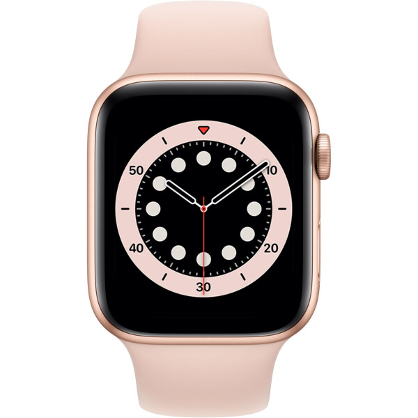 Акція на Смарт-часы Apple Watch Series 6 GPS, 44mm Gold Aluminium Case with Pink Sand Sport Band (M00E3) від Allo UA