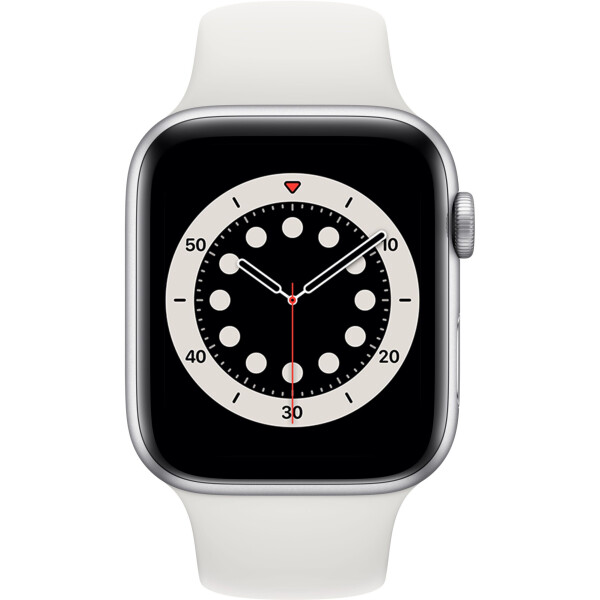 

Apple Watch Series 6 GPS, 44mm Silver Aluminium Case with White Sport Band (M00D3)