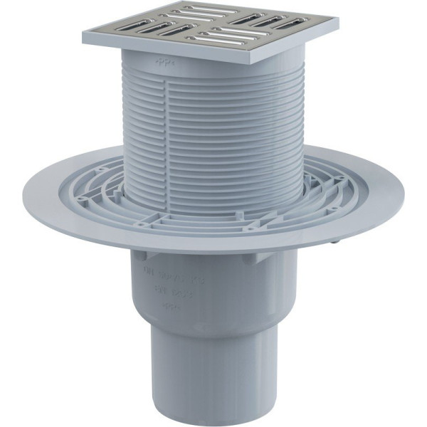 

Сливной трап Alcaplast SMART 105x105/50/75 мм с прямым подводом, с гидрозатвором, APV2321
