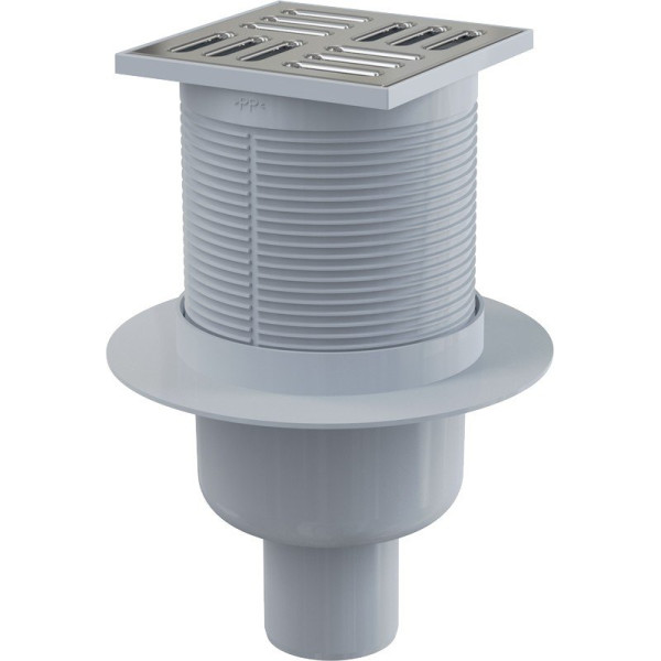 

Сливной трап Alcaplast 105x105/50 мм с нижним подводом металл., APV2