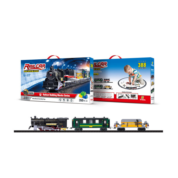 

Железная дорога 1,87 с конструктором , свет+звук, работает от батарей FENFA (1608-1В)