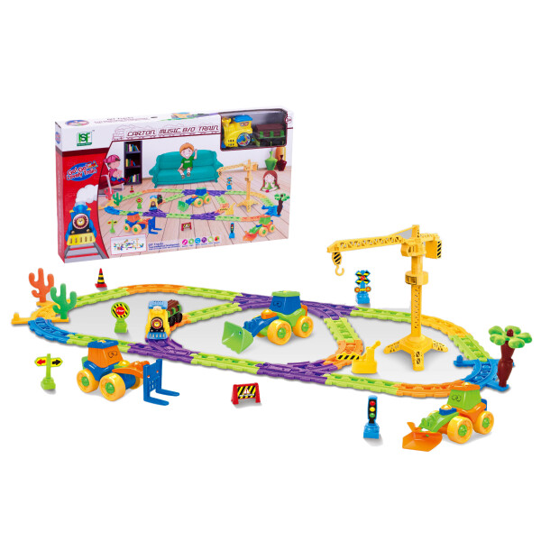 

Железная дорога для малышей с перекрестком и краном, 98 элементов HAI SHU FENG (3388-14)