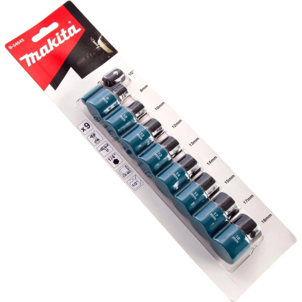 

Набор головок ударных 1/2" с адаптером Makita B-54651 (9 шт)