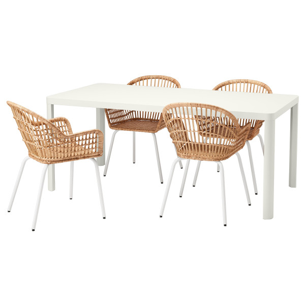 

Обеденный стол IKEA TINGBY / NILSOVE стол / 4 стула для сада и дома белый ротанг белый (492.972.93)