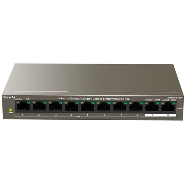 

TENDA TEF1110P-8-102W (2xGE+8xFE PoE, 99Вт max)