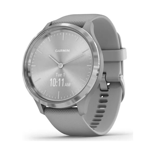 

Garmin Vivomove 3 Silver Stainless Steel Bezel with Powder Gray Case and Silicone Band