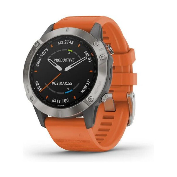 

Garmin Fenix 6 - Titanium with Ember Orange Band