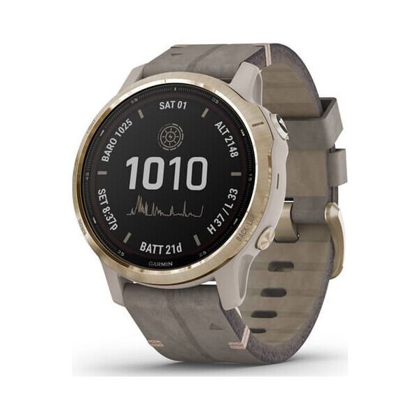 

Garmin Fenix 6S Pro Solar Edition Light gold with shale grey suede band (010-02409-26)