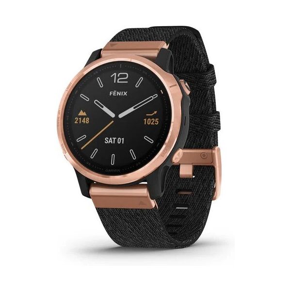 

Garmin Fenix 6S Sapphire Rose Goldtone with Heathered Black Nylon Band, North (010-02159-36)
