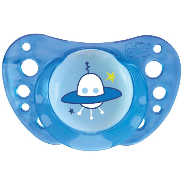 

Силиконовая пустышка Chicco Physio Air с футляром, 12+, голубой, 2 шт. (75035.21)