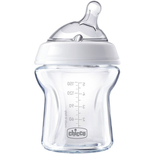 

Бутылка стеклянная Chicco Natural Feeling 150мл. соска силиконовая от 0 + (80611)