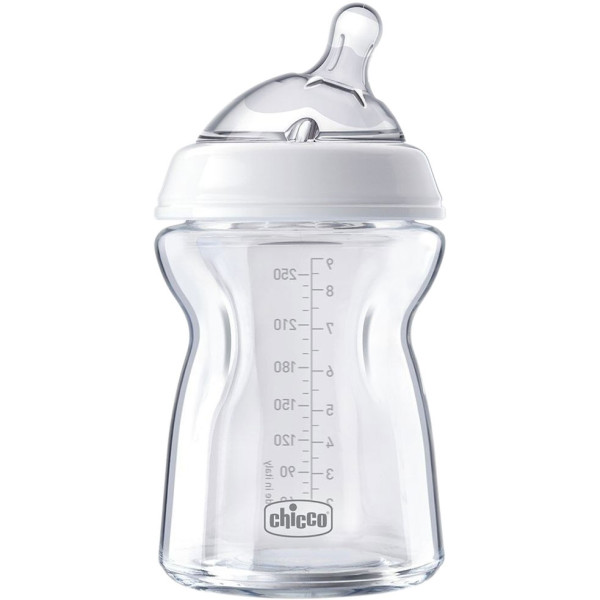 

Бутылка стеклянная Chicco Natural Feeling 250мл. соска силиконовая от 2 m+ (80623)