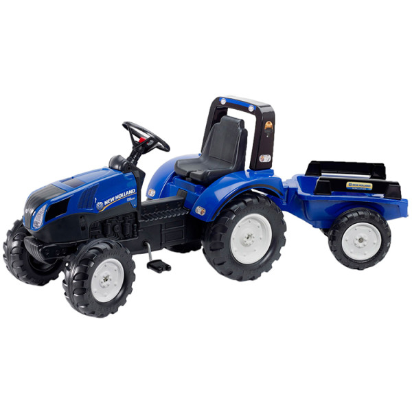 

Детский трактор на педалях с прицепом, передним и задним ковшами Falk 3090W NEW HOLLAND (цвет - синий)