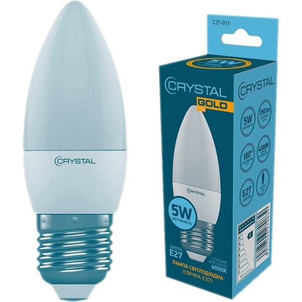 

Лампа светодиодная CRYSTAL GOLD C37 5W PA Е14 4K (C37-013)