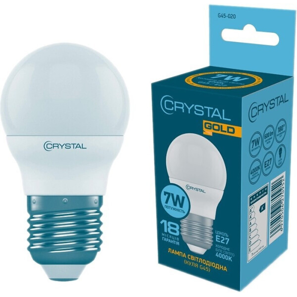

Лампа светодиодная CRYSTAL GOLD G45 7W PA Е27 4K (G45-020)