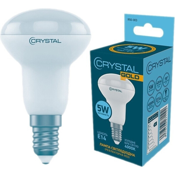 

Лампа светодиодная CRYSTAL GOLD R50 5W PA E14 4K (R50-003)