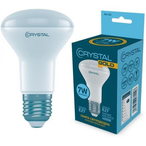 

Лампа светодиодная CRYSTAL GOLD R63 7W PA E27 4K (R63-002)