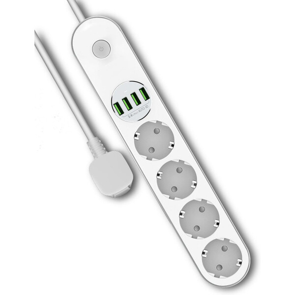 

Сетевой фильтр ColorWay 4 розеток/4USB White (CW-CHE44W) 2m