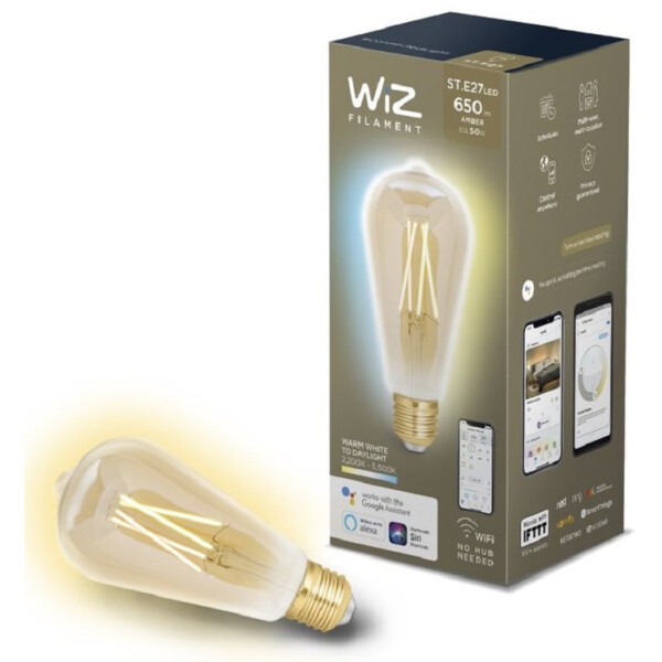 

Лампа филаментная WIZ SMART WiFi ST64 E27 550lm 2200K (WZE21016411-A)