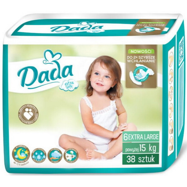 

Подгузники Dada Extra Soft 6 Extra Large (15+ кг), 38 шт (8594001939695)