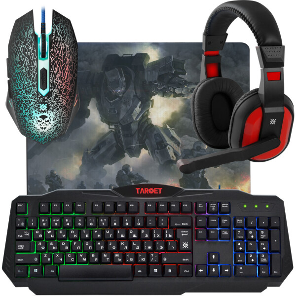 

Клавиатура Defender Target MKP-350 + коврик + наушники Black (52350)