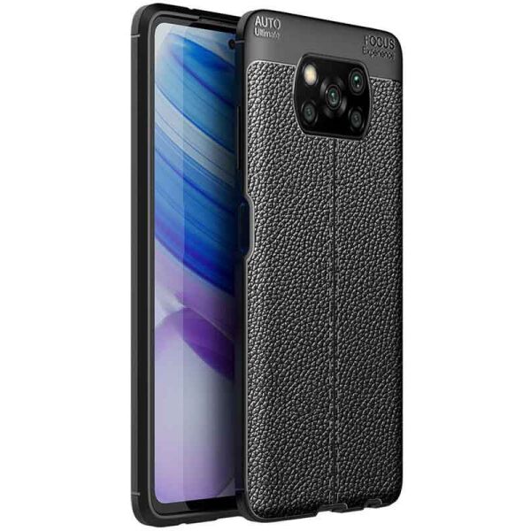 

TPU чехол фактурный (с имитацией кожи) для Xiaomi Poco X3 NFC (Черный) (1067057)