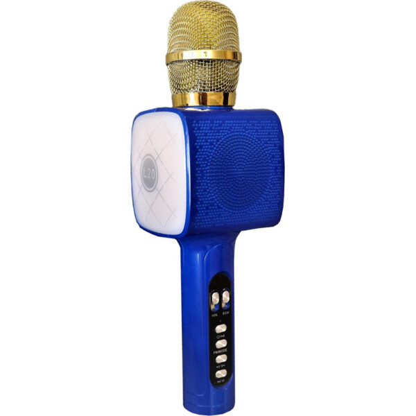 

Беспроводной Bluetooth микрофон для караоке в синем чехле DM High Quality L20 Original 4Вт+4Вт с изменением голоса и светомузыкой Blue со сменной батареей