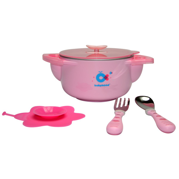 

Набор детской посуды 3 в 1 Babyhood розовый (BH-405P)