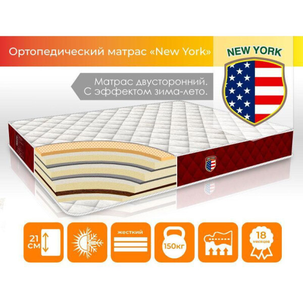 

Матрас TM TAG "New York" двухсторонний чехол Жаккард размер 180*190 см