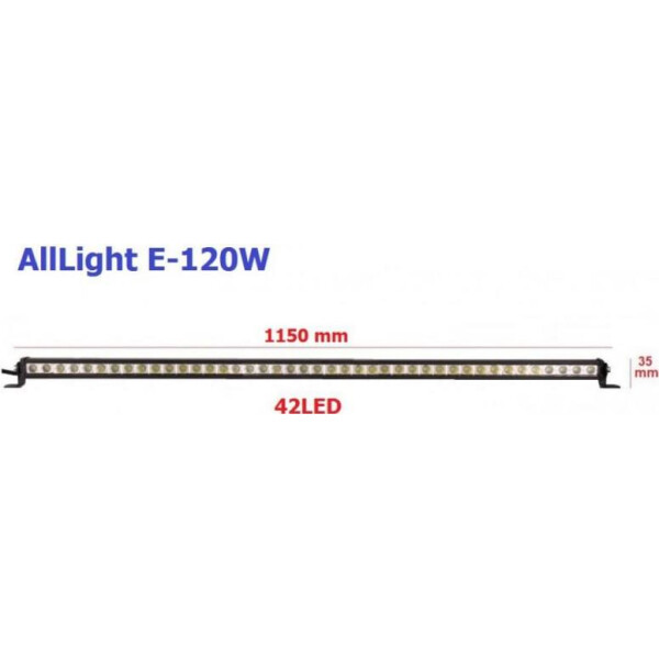 

Автофара AllLight E-120W однорядная 40chip OSRAM 3535 spot 9-30V