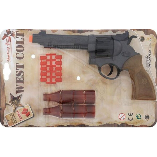 

Игрушечный пистолет Edison Giocattoli West Colt 28см 8-зарядный с мишенью и пульками (465/32) (ED-0465320)