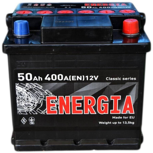 

Автомобильный аккумулятор ENERGIA 50А Ев (-/+) (400EN) (д215*ш175*в190)