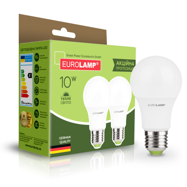

Лампа светодиодная Eurolamp A60 10W E27 3000K 2-шт. (MLP--A60-10272(E)