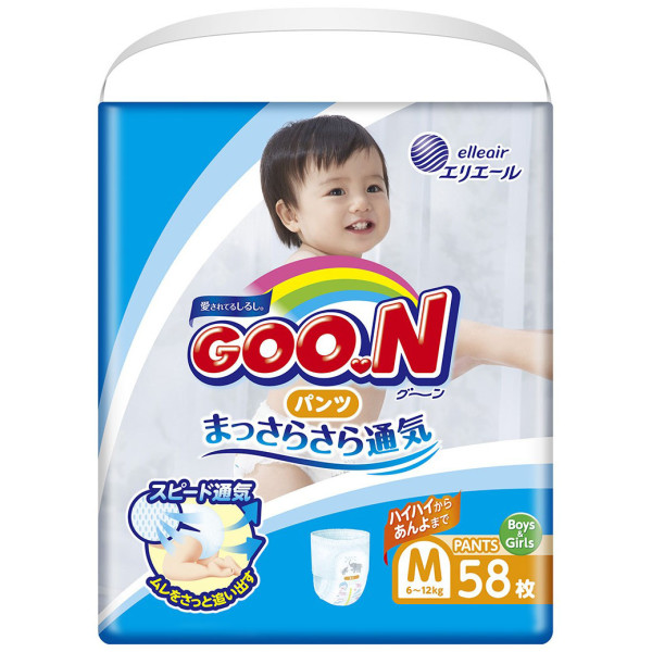 

Трусики-подгузники GOO.N унисекс M (6-12 кг) 58 шт (853626)