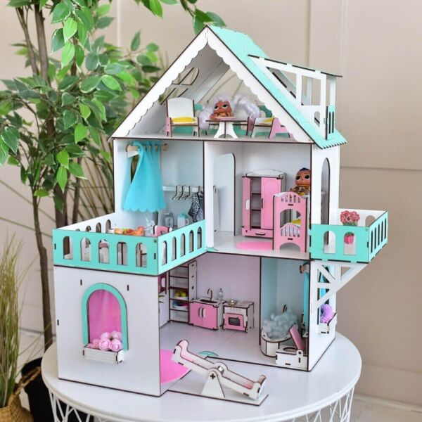 

Кукольный домик NestWood Мини коттедж для ЛОЛ с мебелью 9 шт мятный (kdl001m)