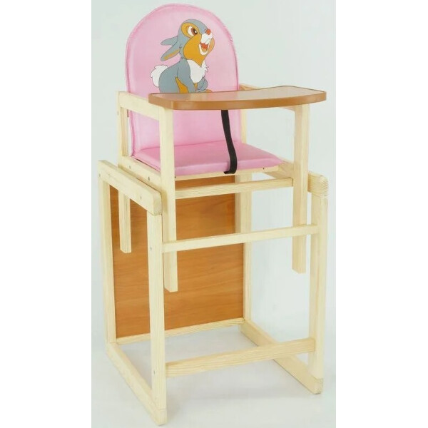 

Детский стульчик для кормления №203 "Серый зайчик". Pink (48009)