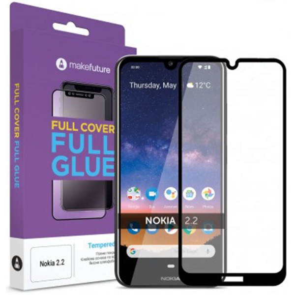 

Защитное стекло MakeFuture Full Cover Full Glue Black для Nokia 2.2