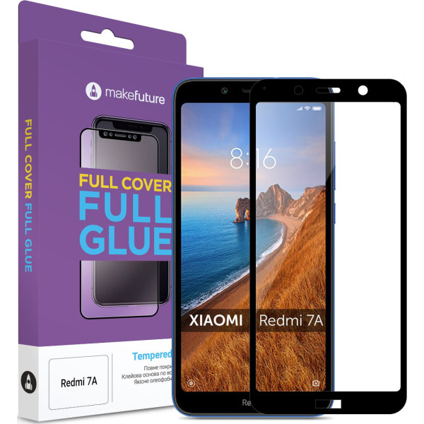 

Защитное стекло MakeFuture Full Cover Full Glue Black для Xiaomi Redmi 7A
