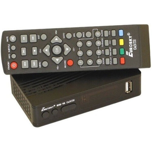 Акція на Комплект Т2-телевидение с тюнером DVB-T2 Eurosky ES-15 и антенной для Т2 комнатной від Allo UA