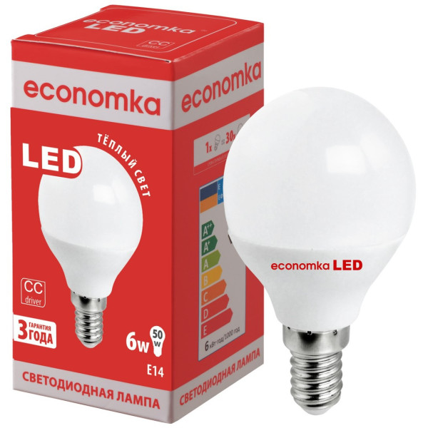 

Лампа светодиодная Economka G45 6w E14 2800K (4820172680567)