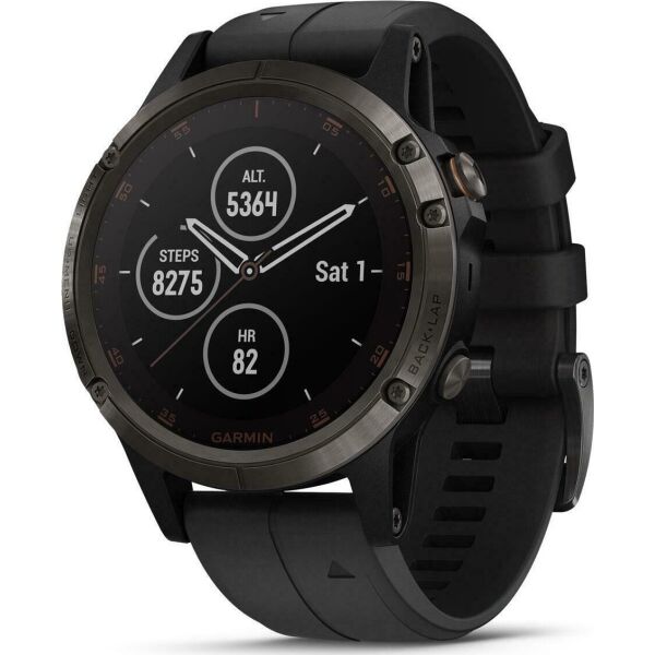 

Garmin Fenix 5 Plus Carbon Gray DLC Titanium with Black Silicone Band (010-01988-20)