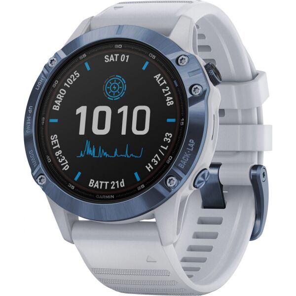 

Garmin Fenix 6 Pro Solar Edition Mineral Blue with Whitestone Band (010-02410-19)