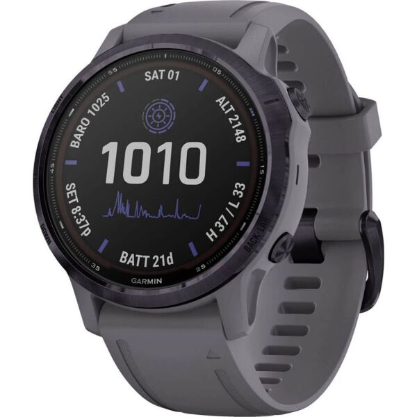 

Garmin Fenix 6S Pro Solar Edition Amethyst Steel with Shale Gray Band (010-02409-15)