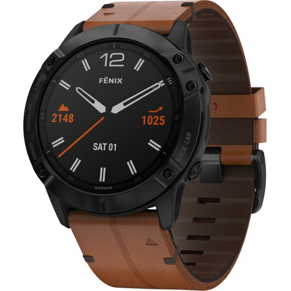 

Garmin Fenix 6X Pro Sapphire Black DLC with Chestnut Leather Band (010-02157-14)