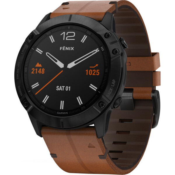 

Смарт-часы Garmin Fenix ​​6X Sapphire черный DLC с каштановыми кожаным ремешком
