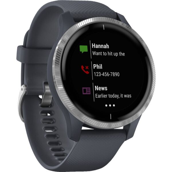 

Garmin Venu Silver Stainless Steel Bezel w. Granite Blue and Silicone B. (010-02173-01/010-02173-03)