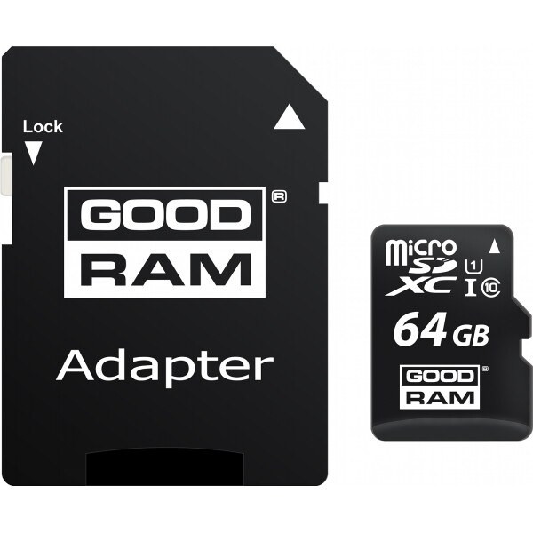 

Карта памяти Goodram microSDXC 64GB UHS-I class 10 + adapter (M1AA-0640R12)