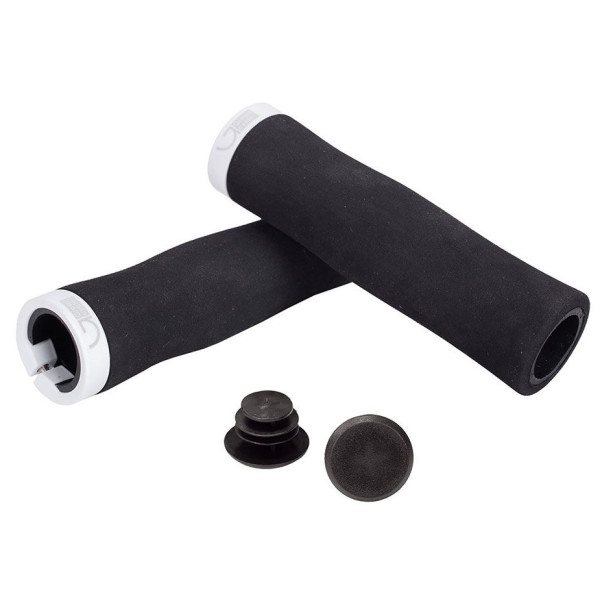 

Green Cycle GGR-414 130mm вспененная резина, эргономичные, черные с одним белым замком (GRI-86-65)