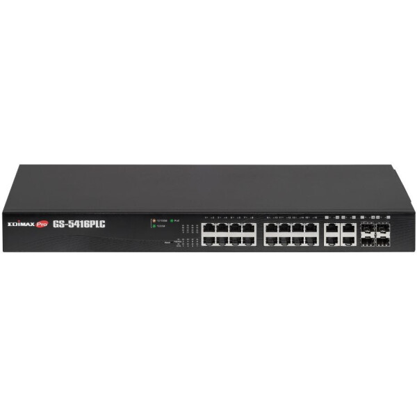 

Edimax GS-5416PLC (16xGE PoE+, 4xGE/SFP, max 330W, питание до 200м, Web Smart)