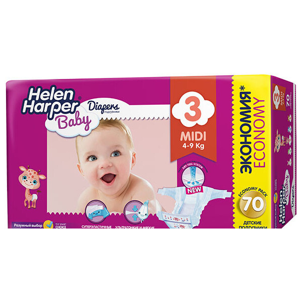 

Детские подгузники Helen Harper Baby 2 (3-6кг) 78 шт MINI (5411416029694)